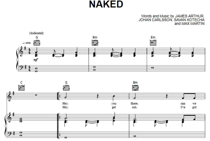 James Arthur Naked Free Sheet Music Pdf For Piano The Piano Notes