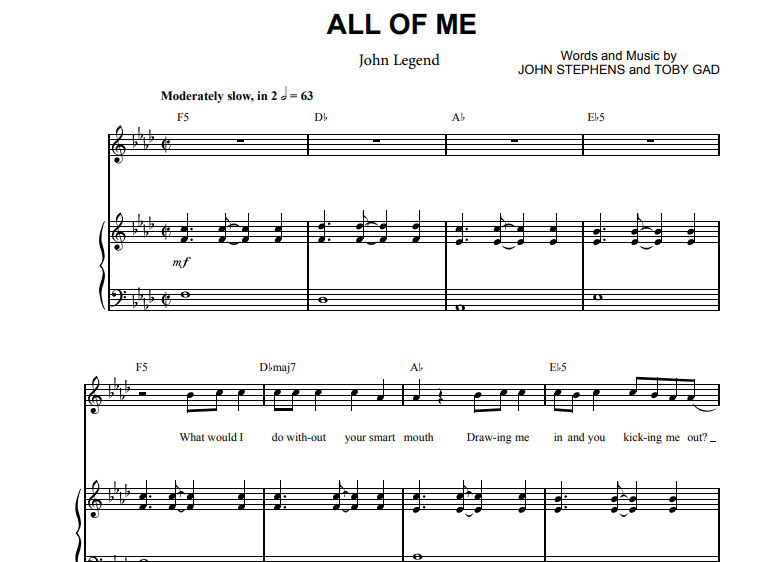 Nuez Franco evolución John Legend-All Of Me Free Sheet Music PDF for Piano | The Piano Notes