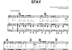 Miley Cyrus Stay Free Sheet Music Pdf For Piano The Piano Notes