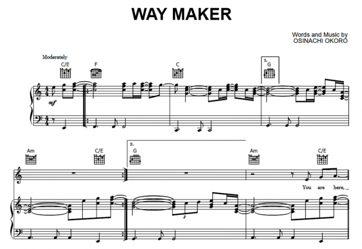 Sinach Way Maker Free Sheet Music Pdf For Piano The Piano Notes