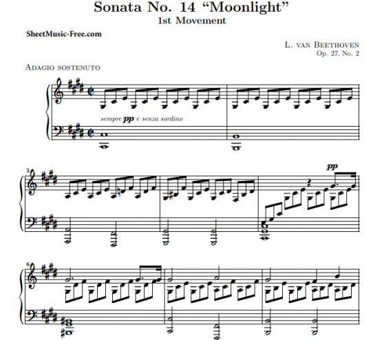 moonlight sonata free sheet music easy