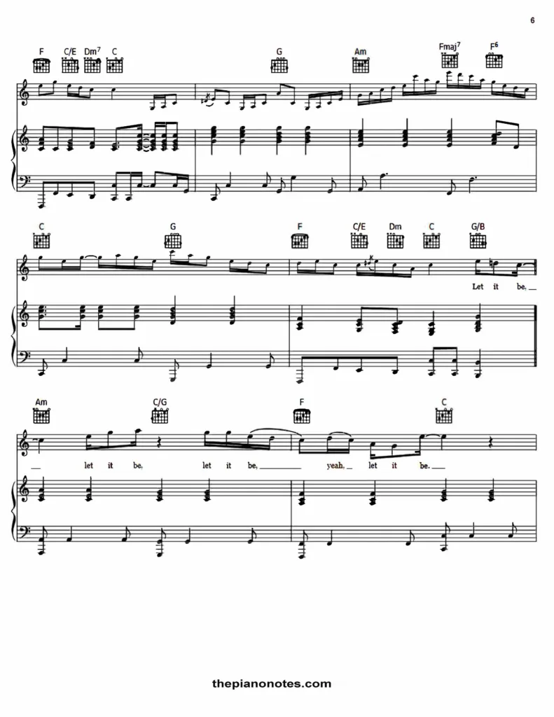 ▷ Let It Be Partitura Piano Facil Beatles