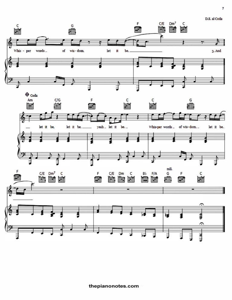 Let It Be Sheet Music Free (Piano Notes PDF) | The Beatles