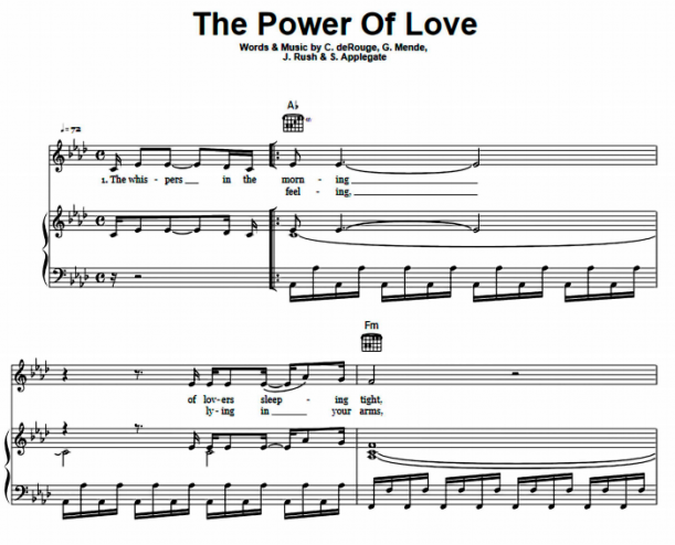 power of love celine dion guitar chords