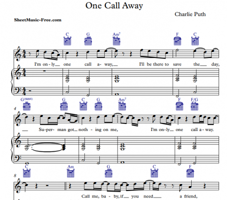 Charlie Puth - One Call Away Free Sheet Music PDF For Piano | The Piano ...