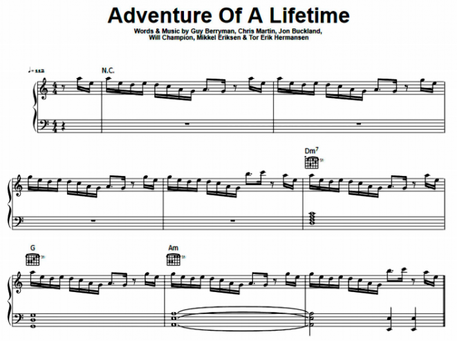 Coldplay  Adventure Of A Lifetime Free Sheet Music PDF for Piano  The