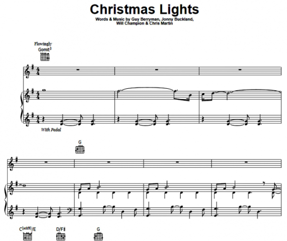 Coldplay Christmas Lights Free Sheet Music Pdf For Piano The Piano Notes 