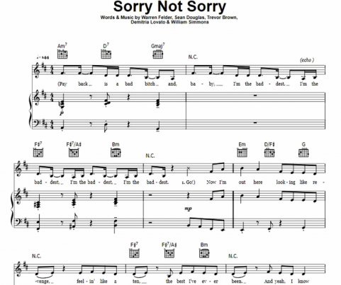 Demi Lovato - Sorry Not Sorry Free Sheet Music PDF For Piano | The ...