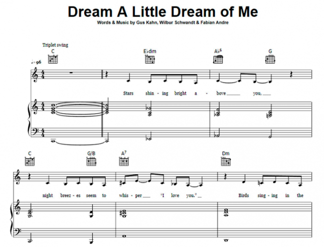 dream a little dream of me ella fitzgerald chords