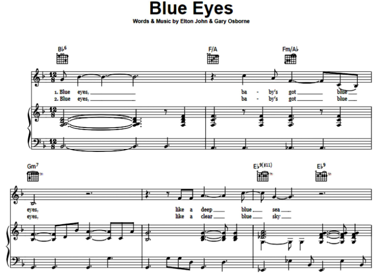 Elton John Blue Eyes Free Sheet Music Pdf For Piano The Piano Notes 4748