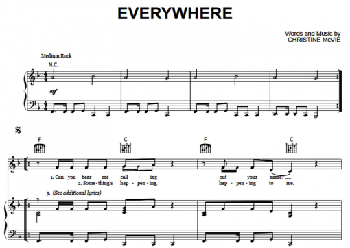 Fleetwood Mac-Everywhere Free Sheet Music PDF For Piano | The Piano Notes