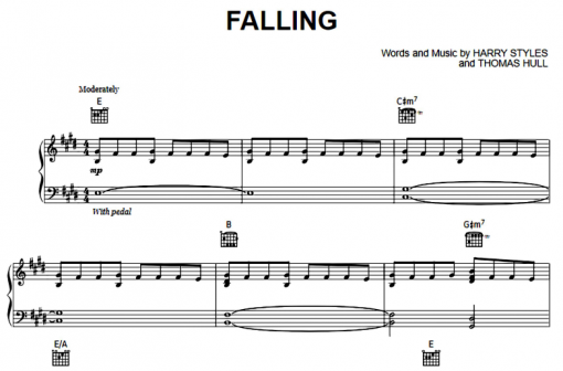 Harry Styles Falling Free Sheet Music Pdf For Piano The Piano Notes 5650