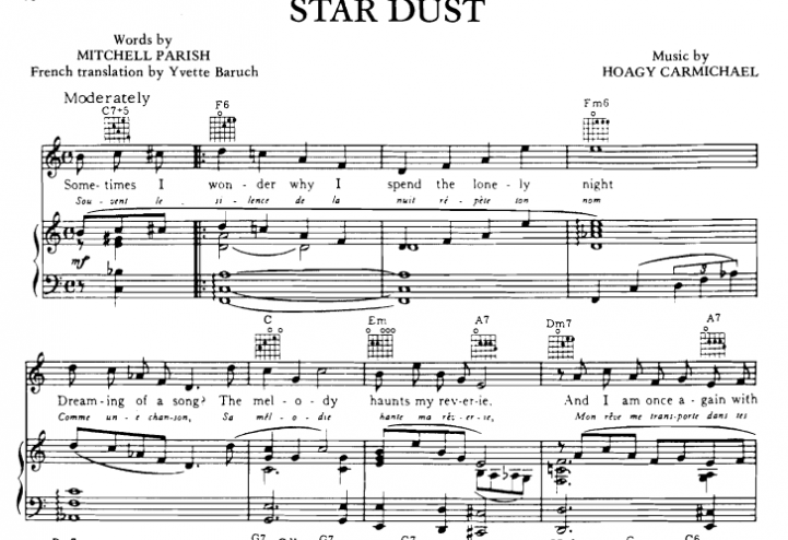 Hoagy Carmichael Stardust Free Sheet Music Pdf For Piano The Piano Notes 2854