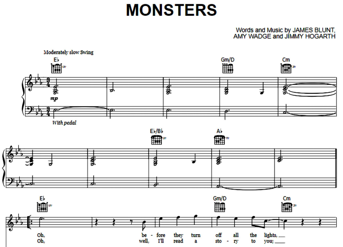 James Blunt - Monsters Chords
