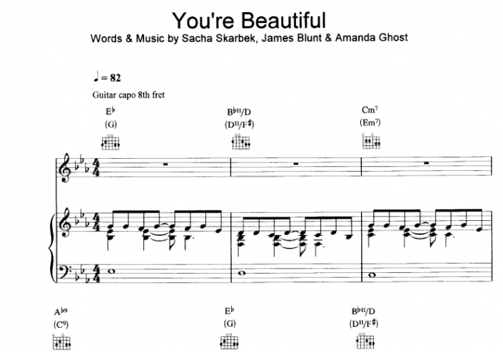 James Blunt Youre Beautiful Free Sheet Music Pdf For Piano The Piano Notes 6072