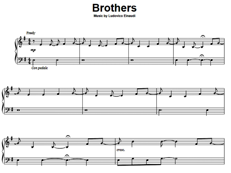 Ludovico Einaudi-Brothers Free Sheet Music PDF for Piano 1 Ludovico Einaudi Brothers
