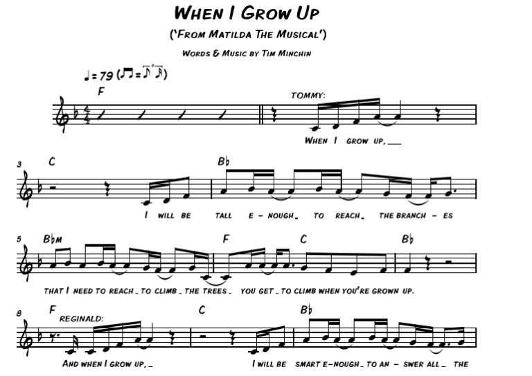 Matilda When I Grow Up Free Sheet Music Pdf For Piano The Piano Notes 2069