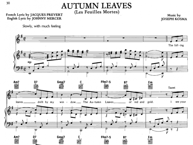 Autumn Leaves Free Sheet Music Pdf