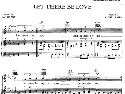 Nat King Cole Let There Be Love Free Sheet Music Pdf For Piano The Piano Notes 9902