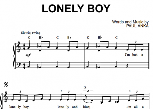 Paul Anka-Lonely Boy Free Sheet Music PDF For Piano | The Piano Notes