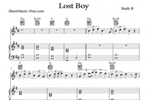 Ruth B-Lost Boy Free Sheet Music PDF For Piano – The Piano Notes