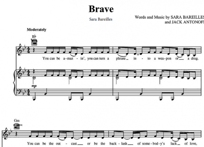 Sara Bareilles-Brave Free Sheet Music PDF For Piano | The Piano Notes