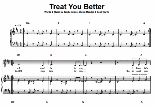 Shawn Mendes Treat You Better Free Sheet Music Pdf For Piano The Piano Notes