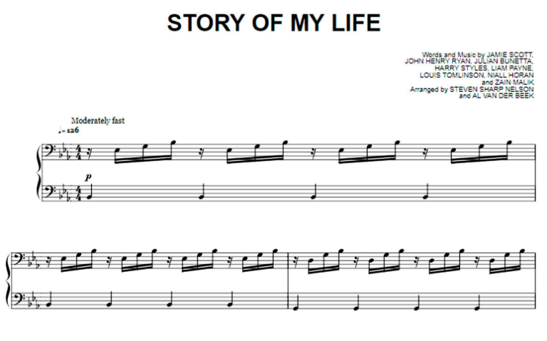 story of my life piano notes