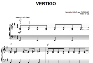 U2-Vertigo Free Sheet Music PDF for Piano 2 U2 Vertigo
