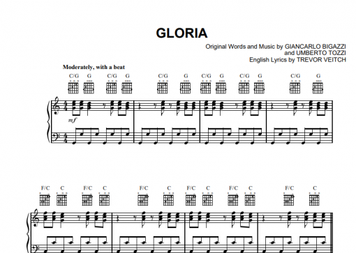 Umberto Tozzi Gloria Free Sheet Music Pdf For Piano The Piano Notes