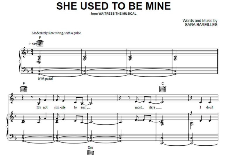 Waitress-She Used To Be Mine Free Sheet Music PDF for Piano | The Piano ...